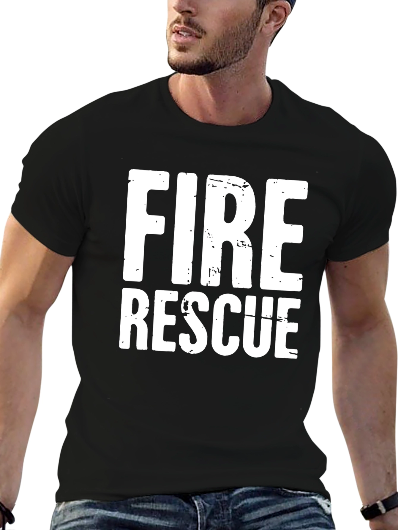 Fire Rescue T-Shirt - Black Cotton Blend