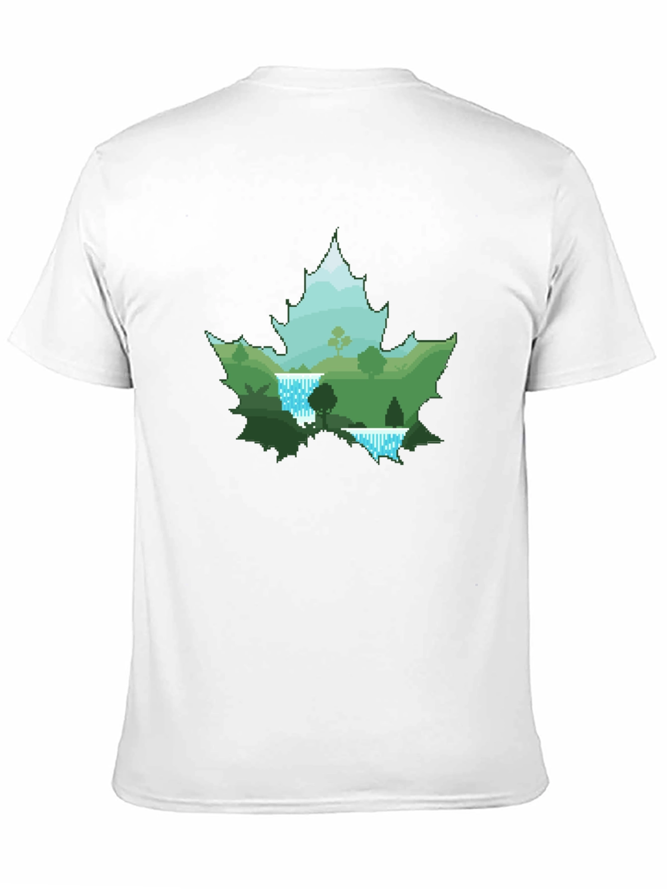 Nature Scene Maple Leaf Graphic Tee - Black