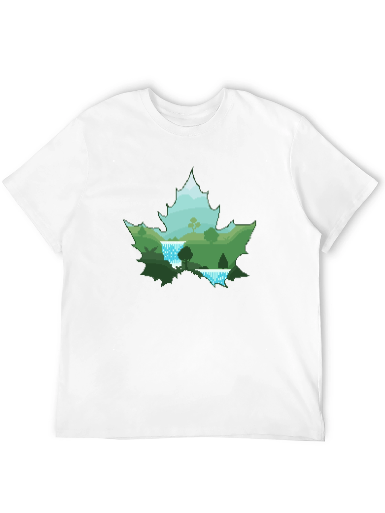 Nature Scene Maple Leaf Graphic Tee - Black