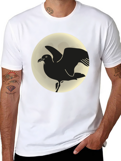 Seagull Moon Graphic Tee - Black Cotton T-Shirt