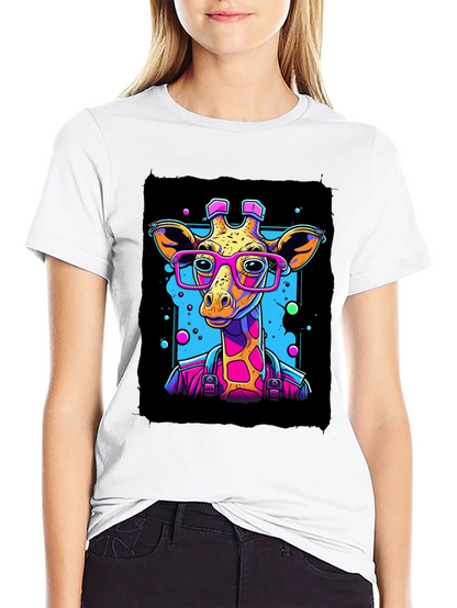 Giraffe in Glasses Graphic T-Shirt