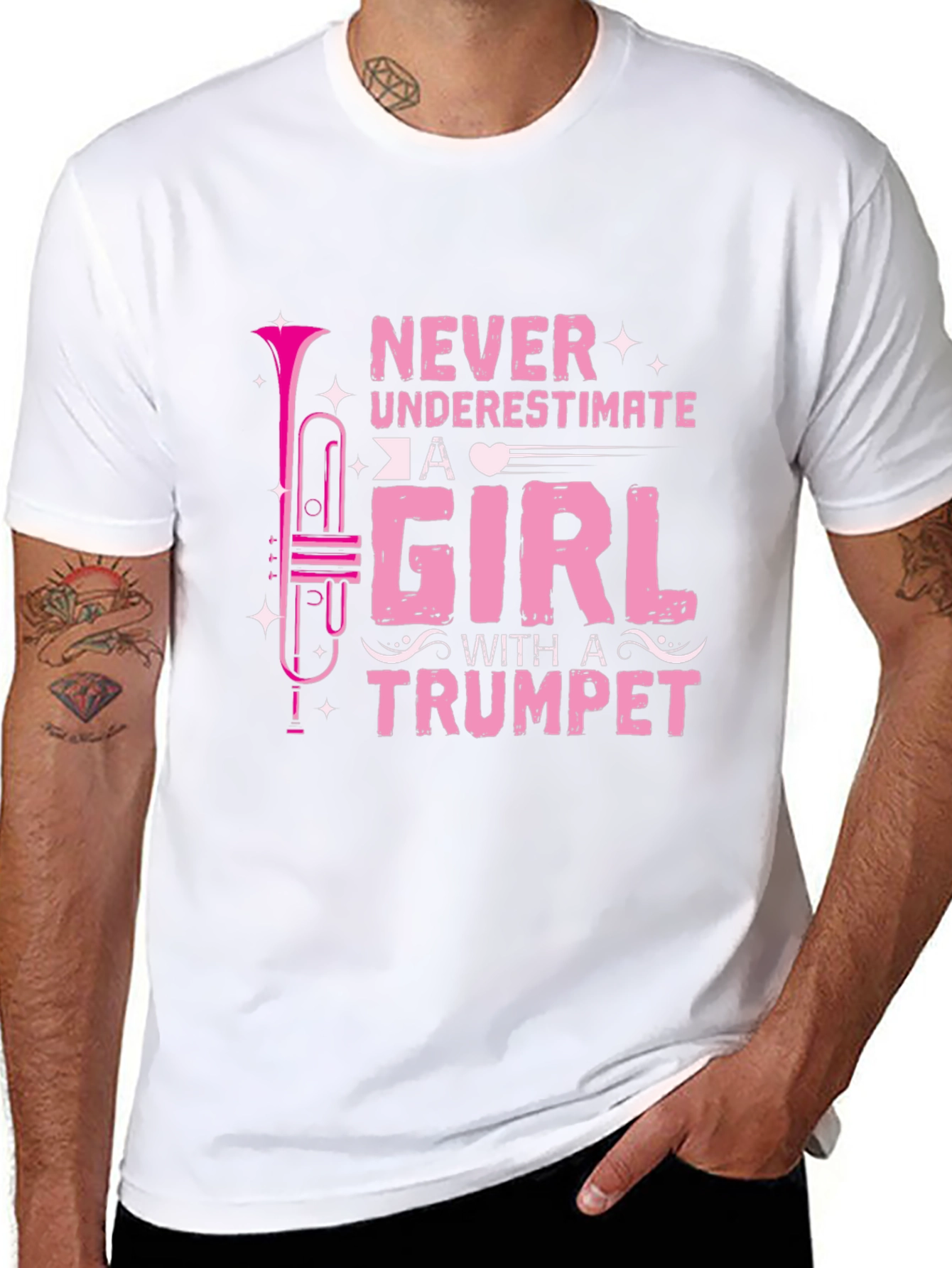 Never Underestimate A Girl With A Trumpet Black T-Shirt