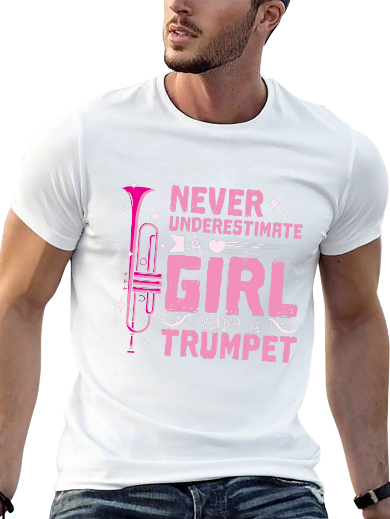 Never Underestimate A Girl With A Trumpet Black T-Shirt