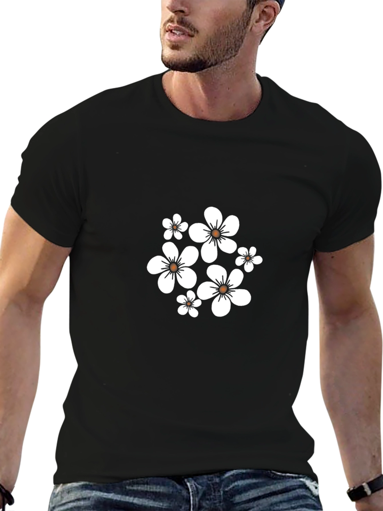 Black Floral Print T-Shirt