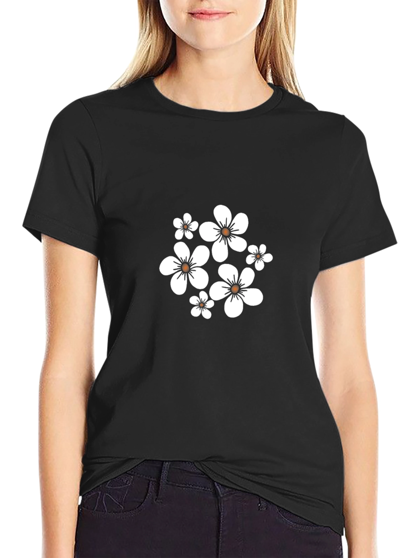 Black Floral Print T-Shirt