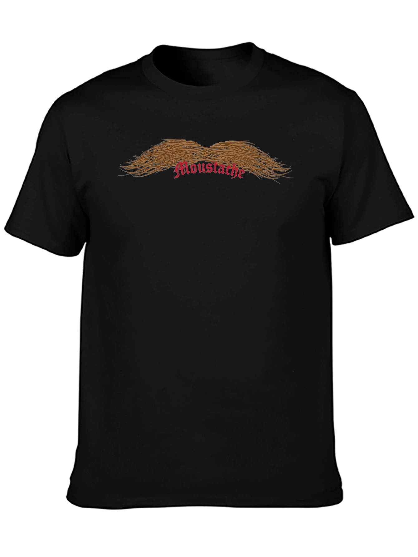 Novelty Moustache Graphic Print Black T-Shirt