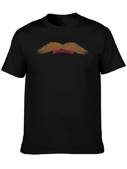 Novelty Moustache Graphic Print Black T-Shirt