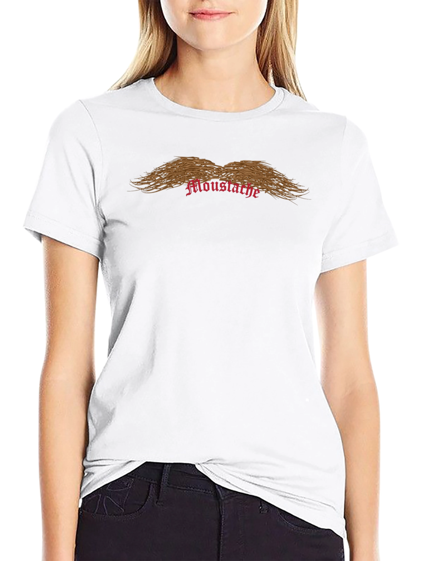 Novelty Moustache Graphic Print Black T-Shirt