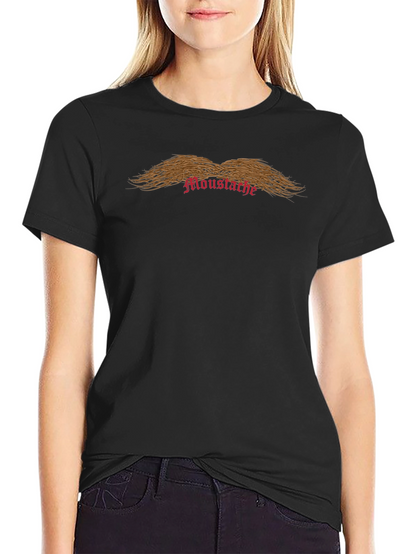 Novelty Moustache Graphic Print Black T-Shirt