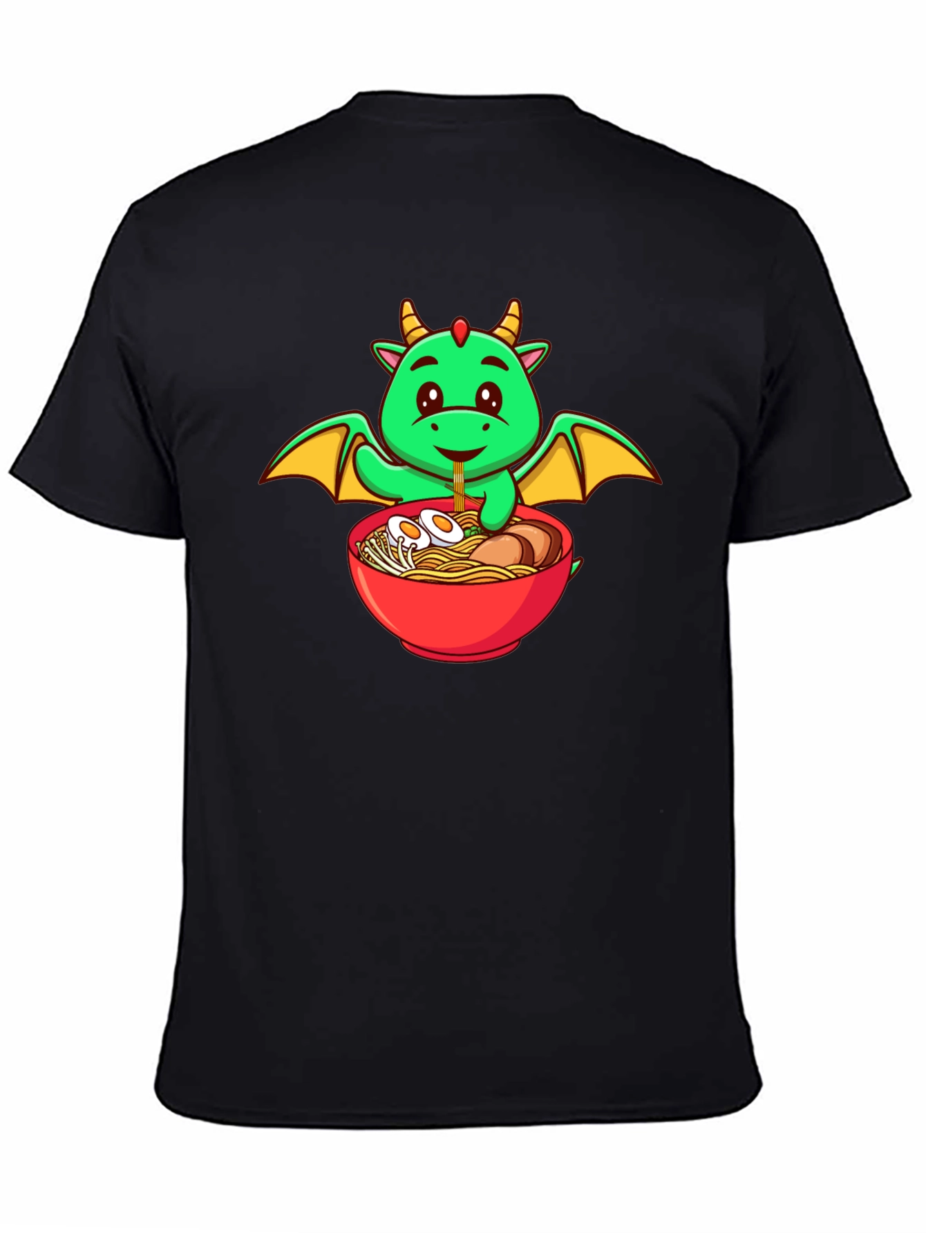 Cute Dragon Ramen Lover Black T-Shirt