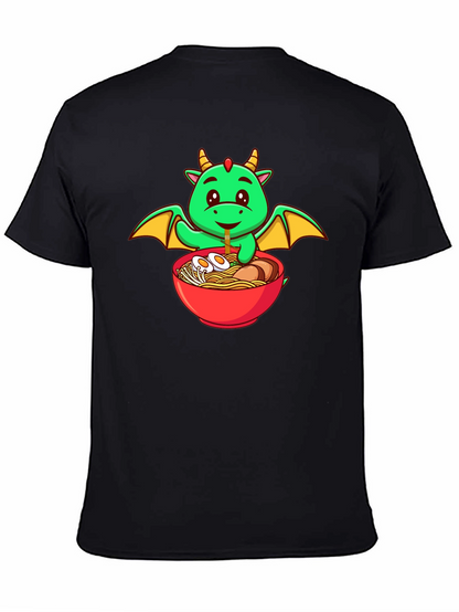 Cute Dragon Ramen Lover Black T-Shirt