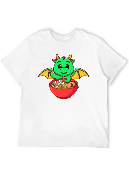 Cute Dragon Ramen Lover Black T-Shirt