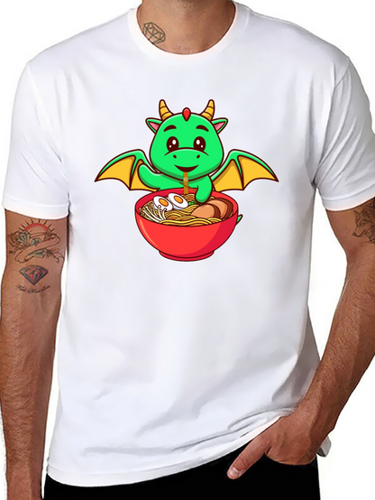 Cute Dragon Ramen Lover Black T-Shirt