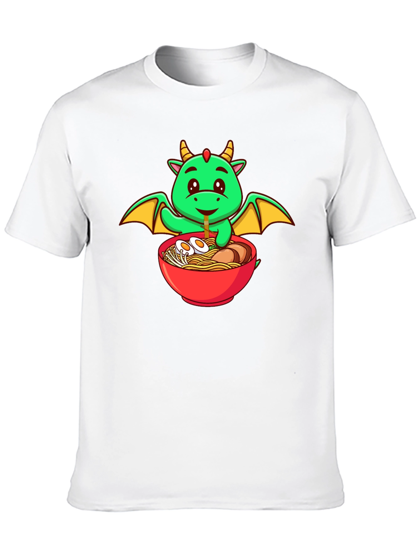 Cute Dragon Ramen Lover Black T-Shirt