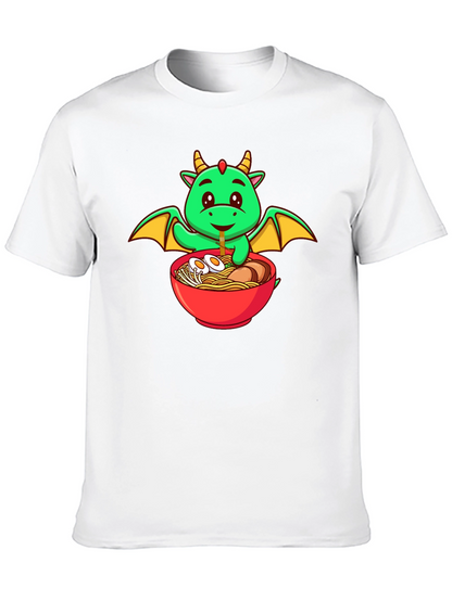 Cute Dragon Ramen Lover Black T-Shirt