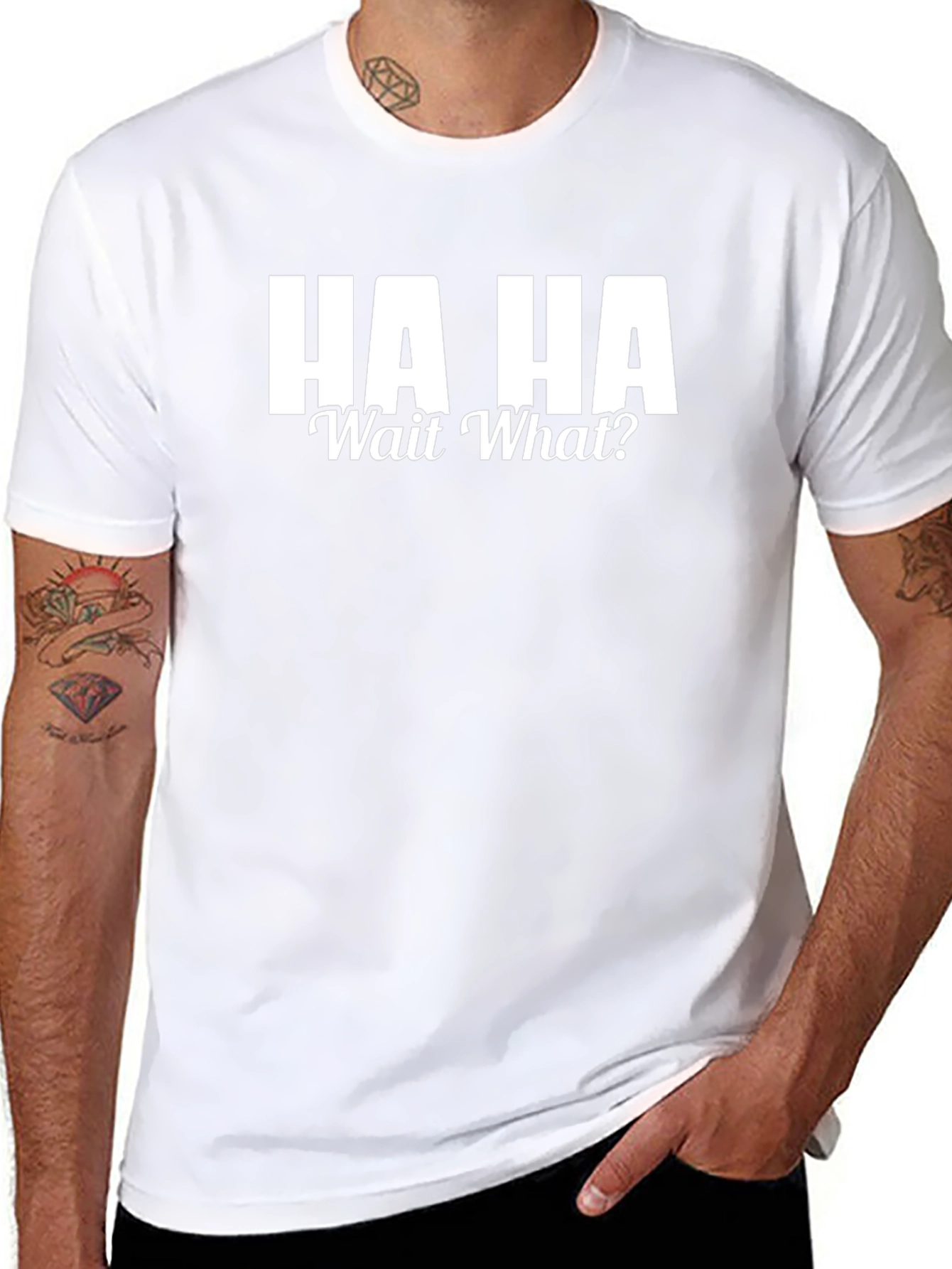 HA HA Wait What? Graphic T-Shirt - Black