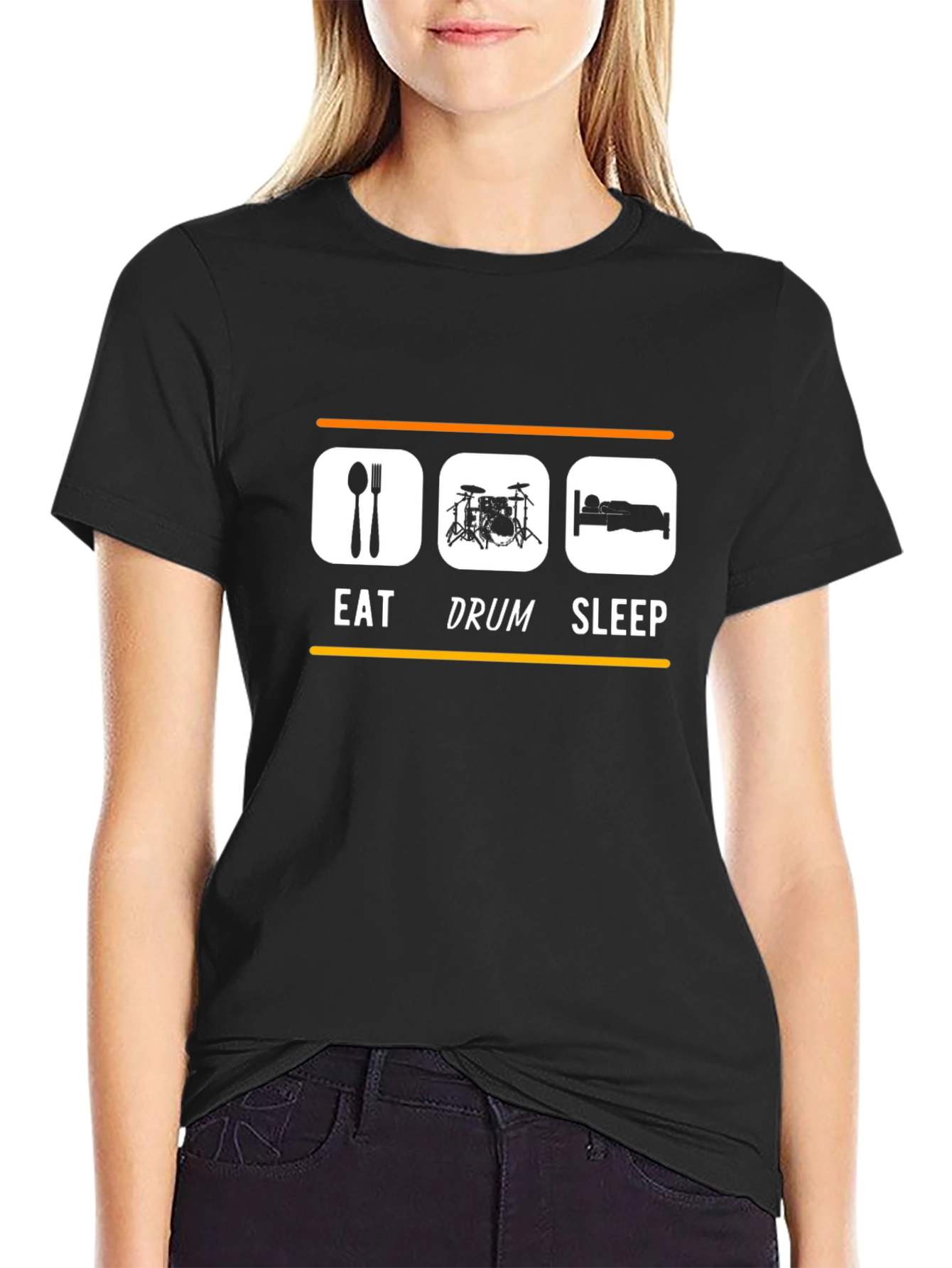 Eat Drum Sleep T-Shirt - Black Cotton Tee