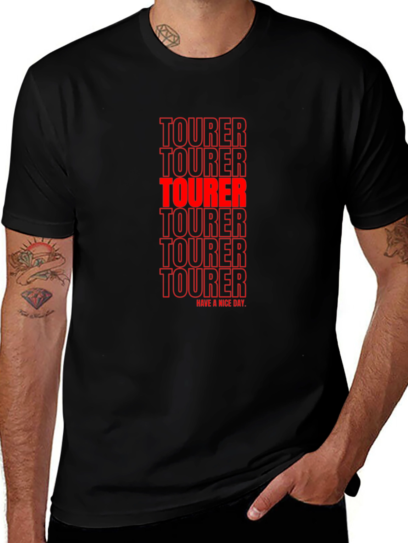 Tourer Graphic Print Mens Black T-Shirt