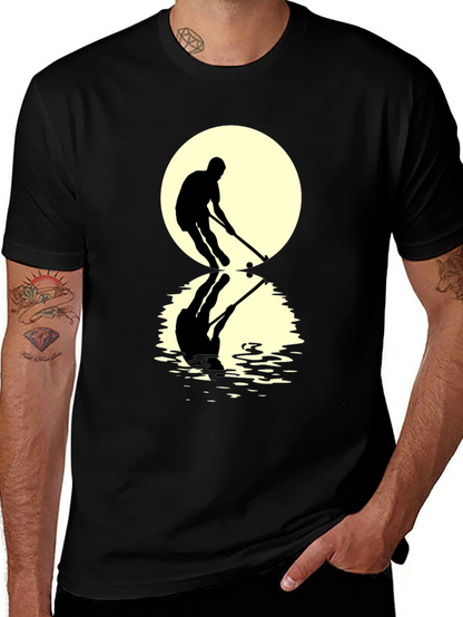 Hockey Player Reflection Graphic Tee - Black