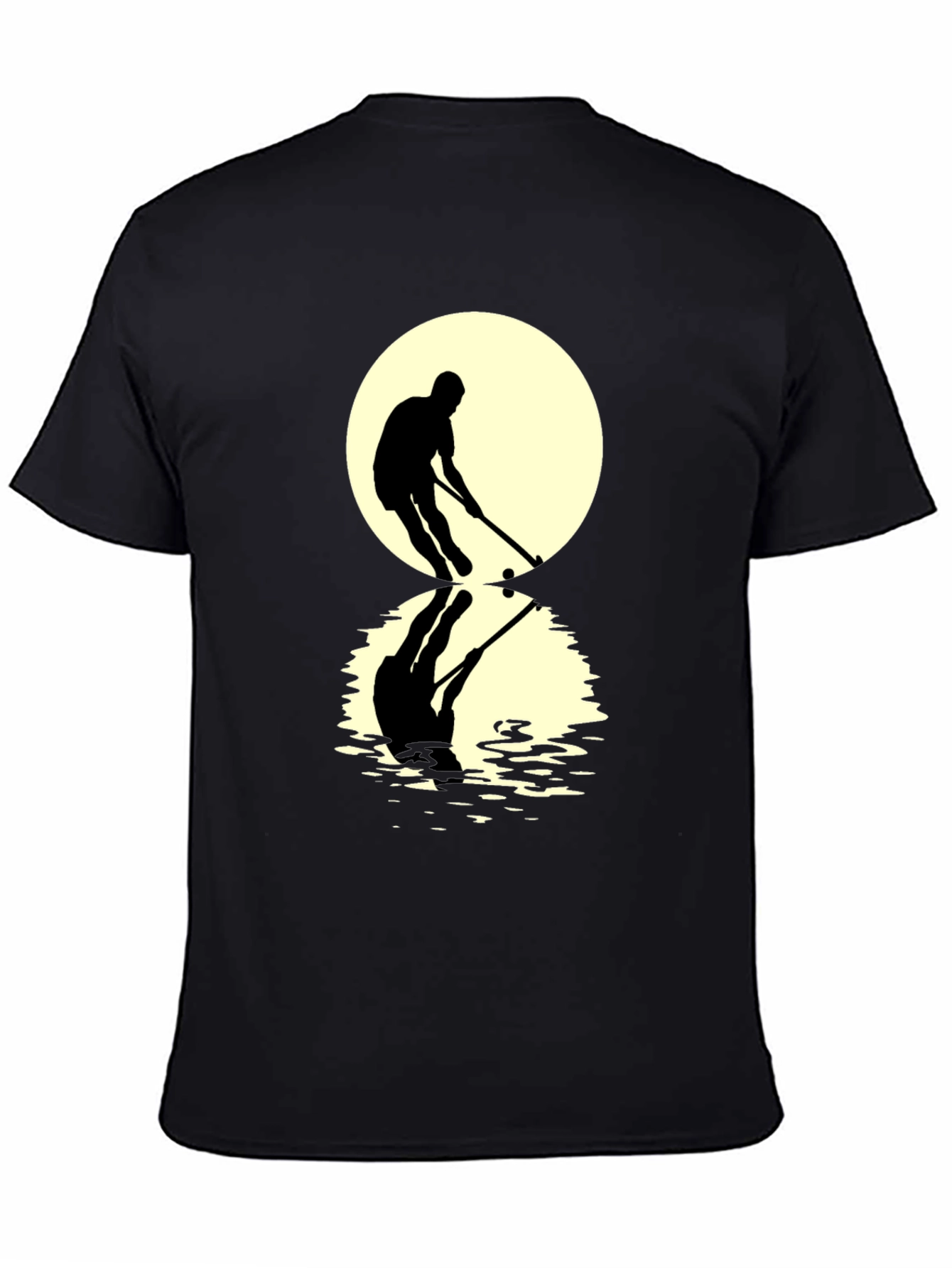 Hockey Player Reflection Graphic Tee - Black