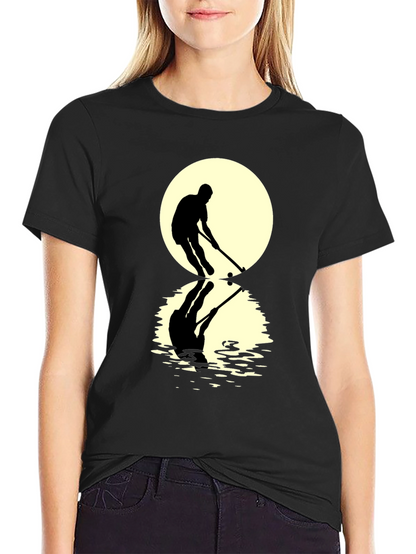 Hockey Player Reflection Graphic Tee - Black