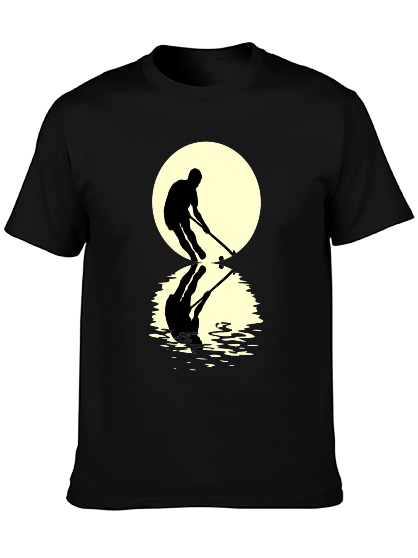 Hockey Player Reflection Graphic Tee - Black