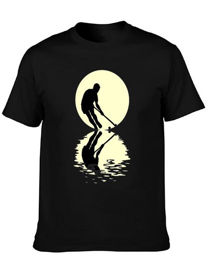 Hockey Player Reflection Graphic Tee - Black