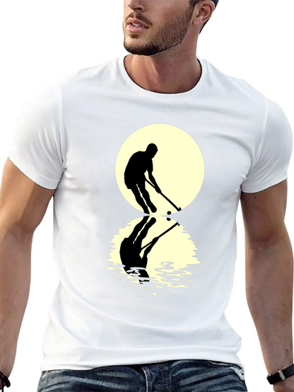 Hockey Player Reflection Graphic Tee - Black