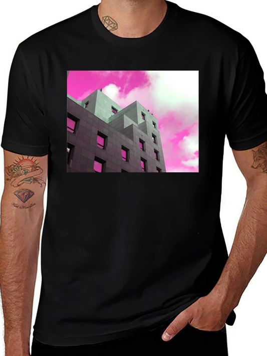 Modern Building Graphic Tee - Trendy Urban Style T-Shirt