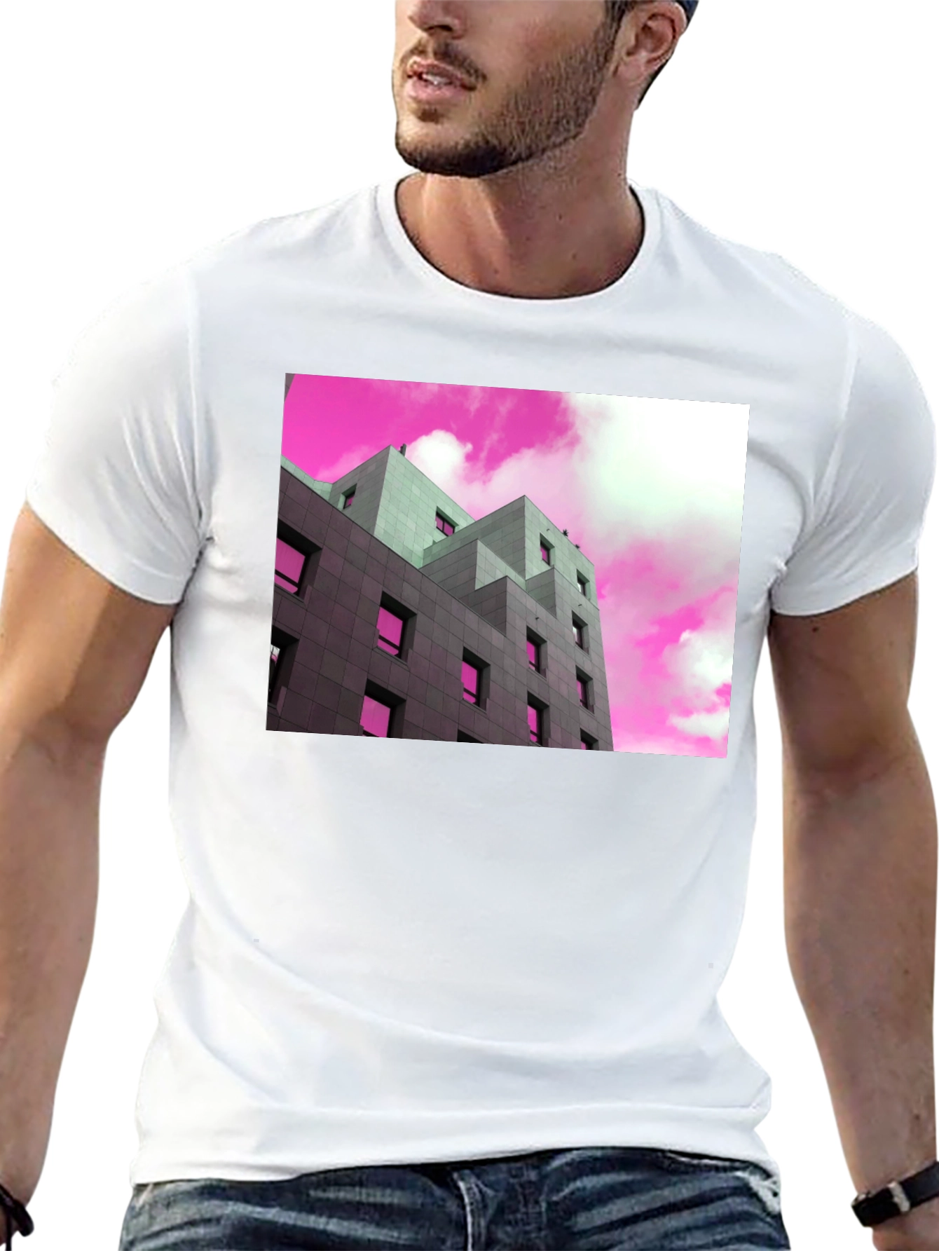 Modern Building Graphic Tee - Trendy Urban Style T-Shirt