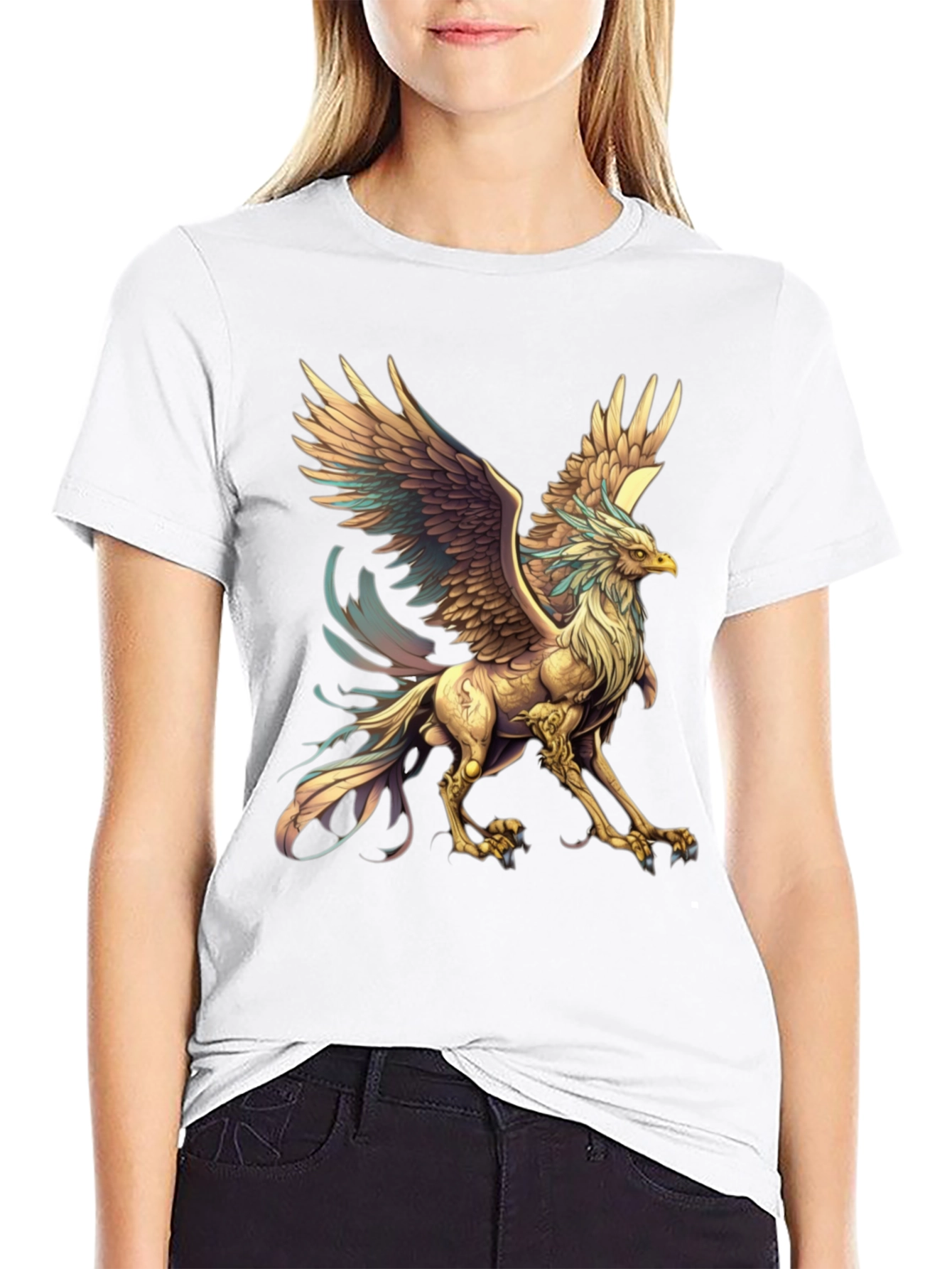 Mythical Griffin Graphic Tee - Black Cotton T-Shirt