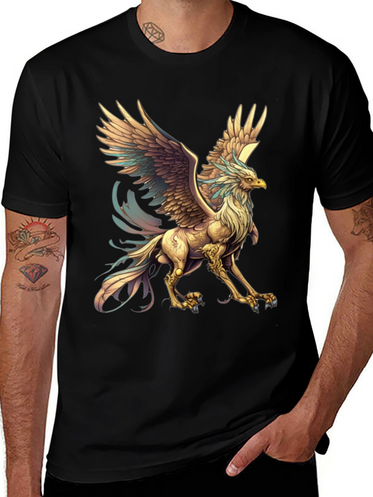 Mythical Griffin Graphic Tee - Black Cotton T-Shirt
