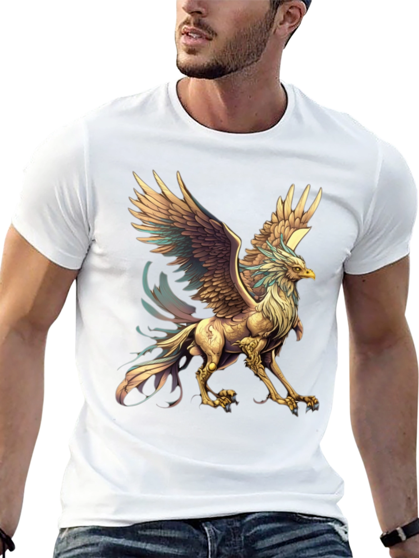 Mythical Griffin Graphic Tee - Black Cotton T-Shirt