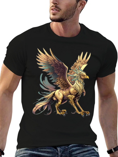 Mythical Griffin Graphic Tee - Black Cotton T-Shirt