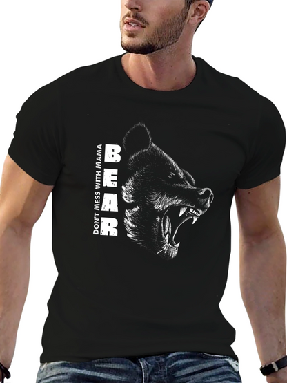 Mama Bear Graphic Tee - Black Cotton T-Shirt