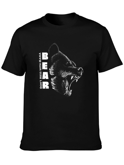 Mama Bear Graphic Tee - Black Cotton T-Shirt