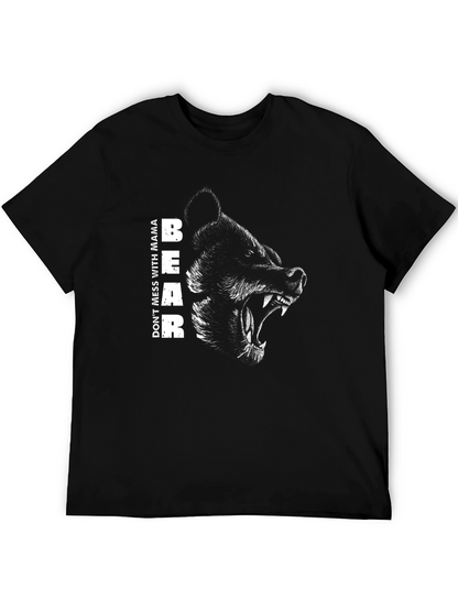 Mama Bear Graphic Tee - Black Cotton T-Shirt