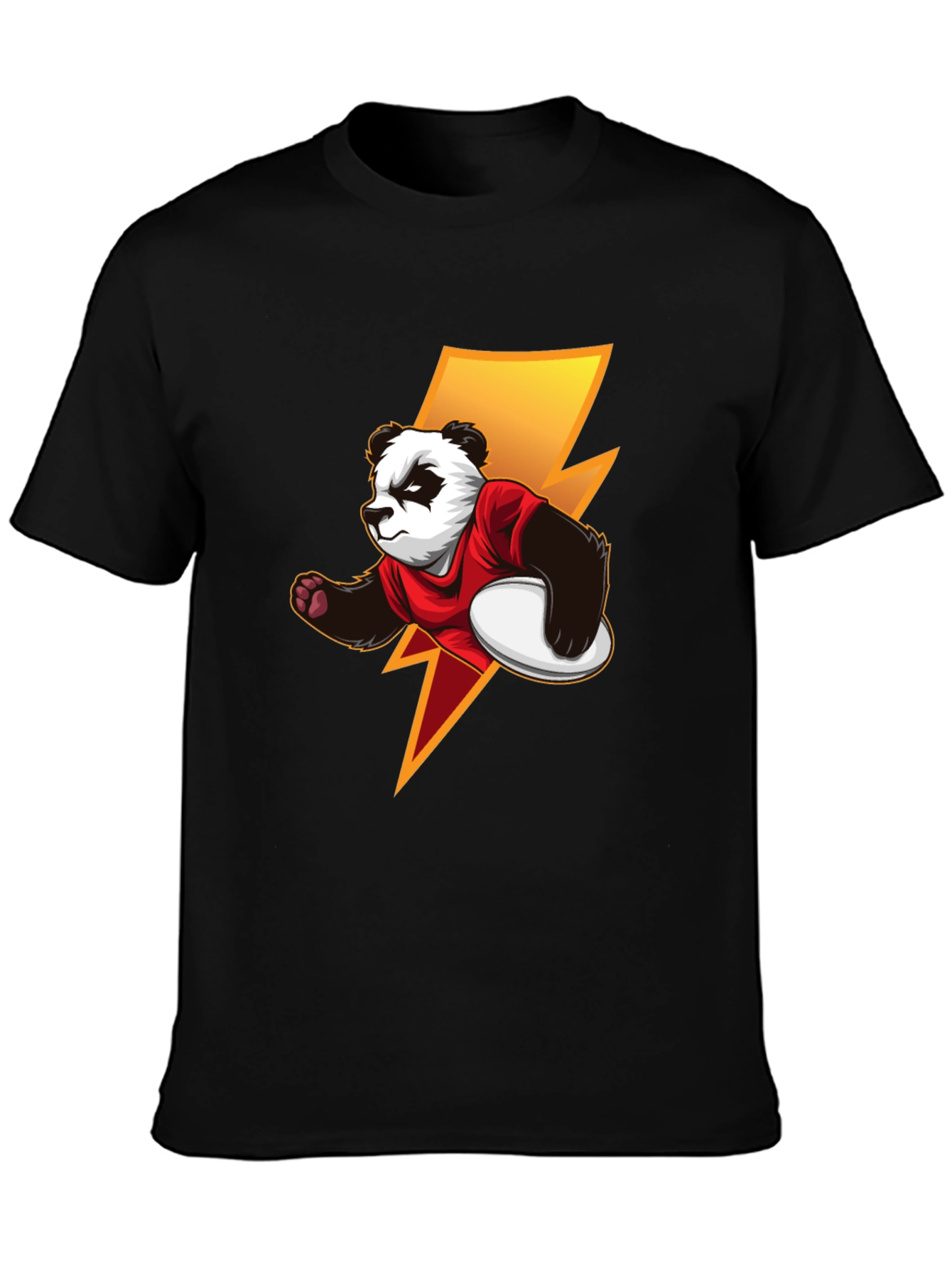Panda Rugby Player Graphic T-Shirt - Black
