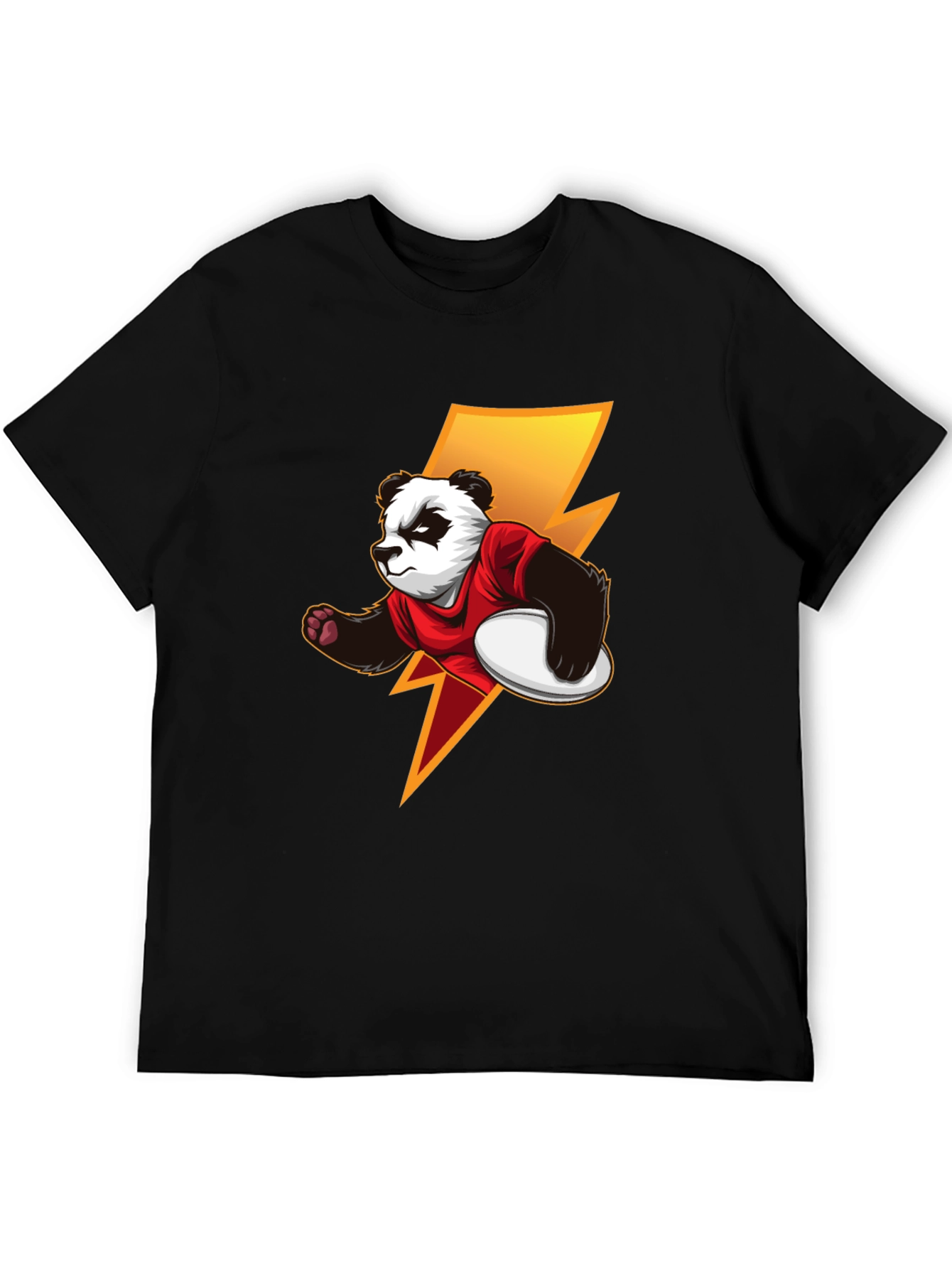 Panda Rugby Player Graphic T-Shirt - Black