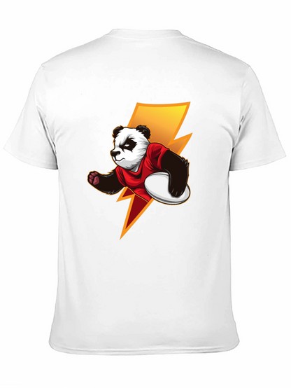 Panda Rugby Player Graphic T-Shirt - Black