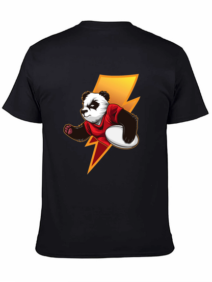 Panda Rugby Player Graphic T-Shirt - Black