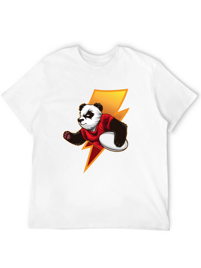 Panda Rugby Player Graphic T-Shirt - Black