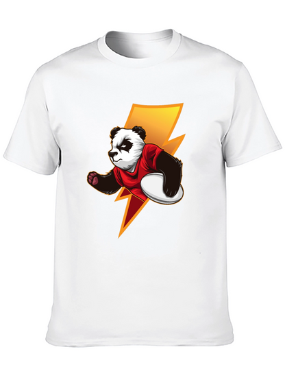 Panda Rugby Player Graphic T-Shirt - Black