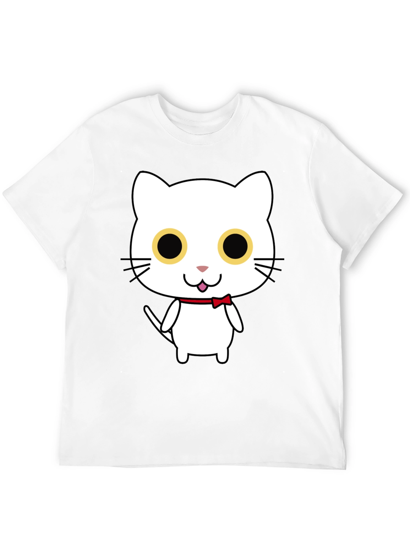 Cute Cartoon Cat Graphic Black T-Shirt