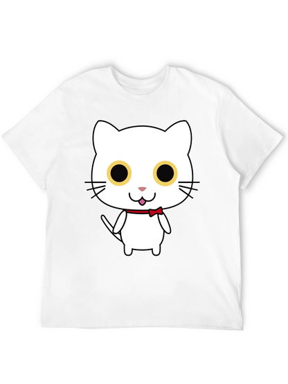 Cute Cartoon Cat Graphic Black T-Shirt