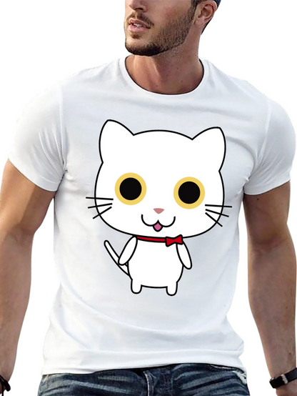 Cute Cartoon Cat Graphic Black T-Shirt