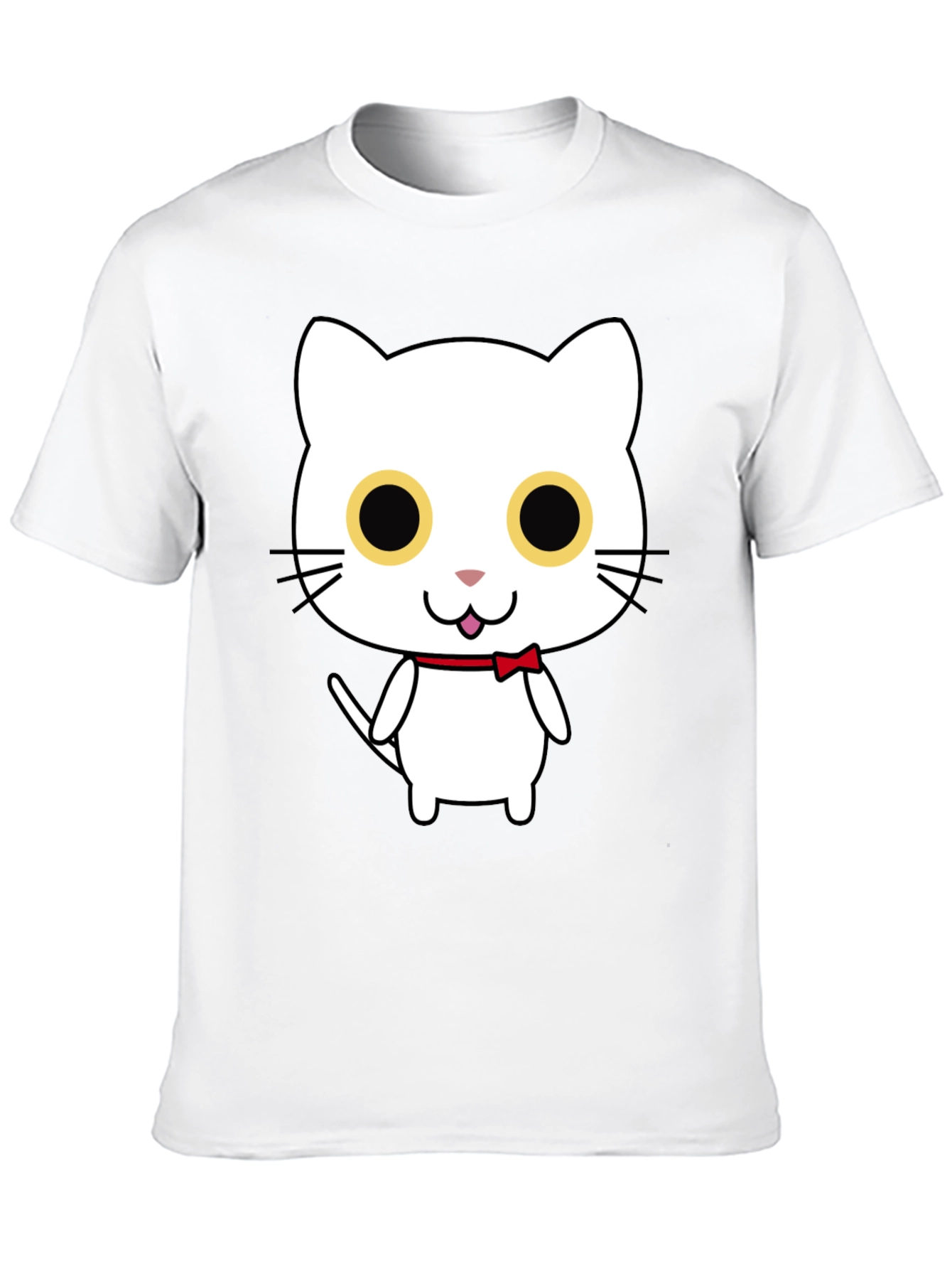 Cute Cartoon Cat Graphic Black T-Shirt