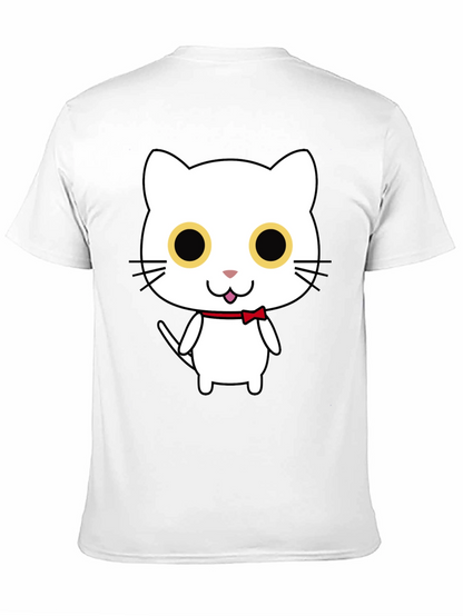 Cute Cartoon Cat Graphic Black T-Shirt