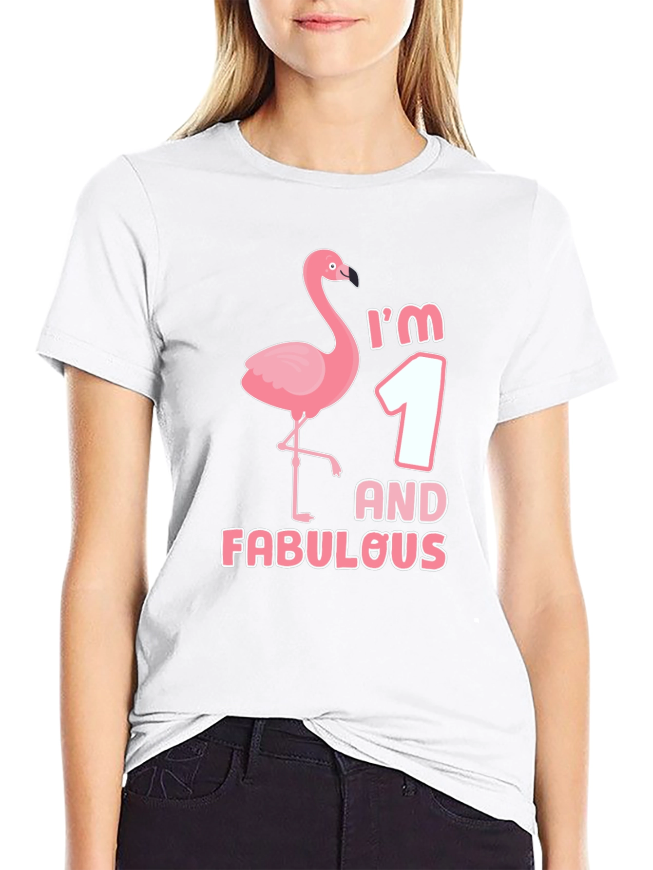 Im One and Fabulous Flamingo Black Graphic Tee