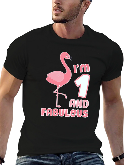 Im One and Fabulous Flamingo Black Graphic Tee